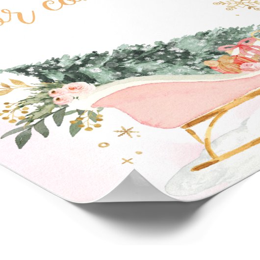 Poster Merci de flocon d'hiver rose or pour venir (Coin)