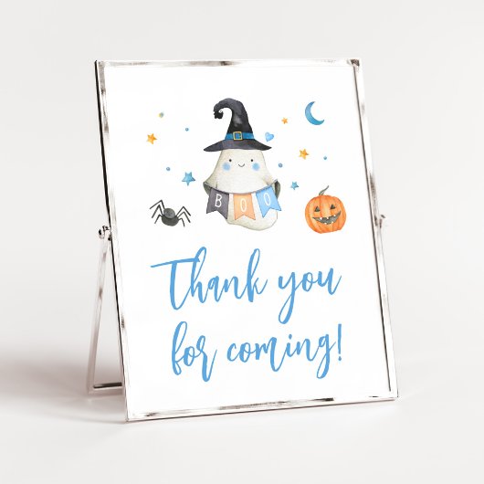 Poster Merci de la petite bouée d'Halloween bleu pour ven