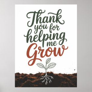 Poster Merci de m'avoir aidé à grandir Cadeau pour enseig