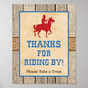 Poster Merci de Riding By Cowboy Western Sign