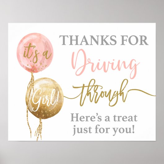 Poster Merci de traverser baby shower girl (Devant)