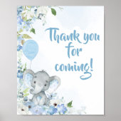 Poster Merci d'éléphant bleu petit arachide pour venir (Devant)