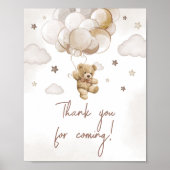 Poster Merci d'ours à ballon Brown pour venir (Devant)