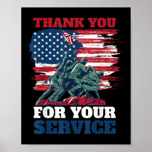 Poster Merci Drapeau Usa Pour Votre Service - Anciens Com