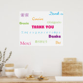 Poster Merci en plusieurs langues (Cuisine)