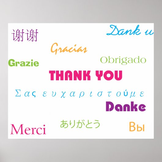 Poster Merci en plusieurs langues (Devant)