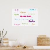 Poster Merci en plusieurs langues (Cuisine)