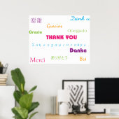 Poster Merci en plusieurs langues (Bureau à domicile)