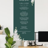 Poster Merci Floral à feuilles vertes et menu Mariage (Bureau à domicile)