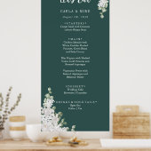 Poster Merci Floral à feuilles vertes et menu Mariage (Cuisine)