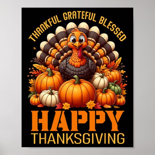 Poster Merci Grateful Bon thanksgiving Turke (Devant)