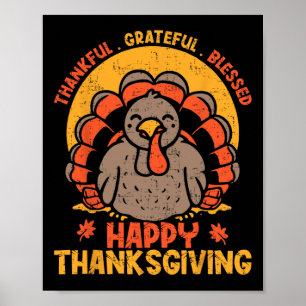 Poster Merci Grateful Bon thanksgiving Turke