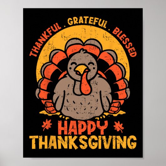 Poster Merci Grateful Bon thanksgiving Turke (Devant)