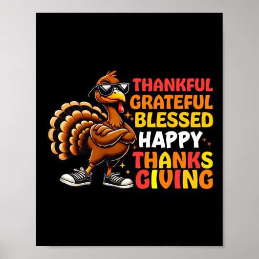 Poster Merci Grateful Bon thanksgiving Turke (Devant)