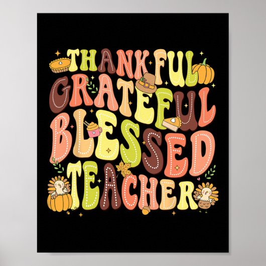 Poster Merci Grateful Professeur Jour d'Action de grâces (Devant)