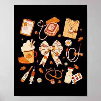 Poster Merci Infirmière Automne Stethoscope Coquette Bow