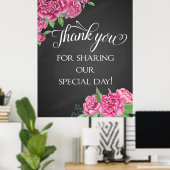 Poster Merci mariage de pivoine rose floral (Bureau à domicile)