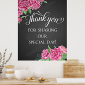 Poster Merci mariage de pivoine rose floral (Cuisine)