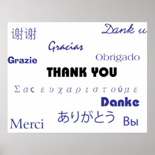Poster Merci (noir et bleu001) Imprimer