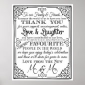 Poster Merci panneau mariage noir & blanc tchalkboard uk (Devant)
