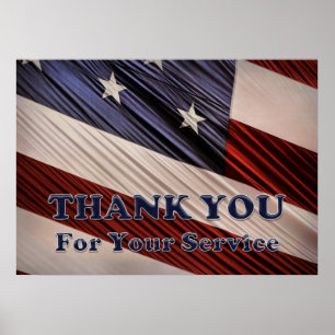 Poster Merci patriotique de drapeau de vétérans