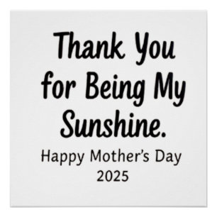 Poster Merci pour être ma Sunshine maman cadeaux