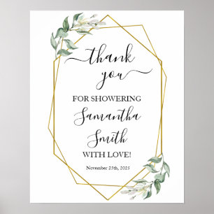 Poster Merci pour la mariée douche pour être de l'or vert