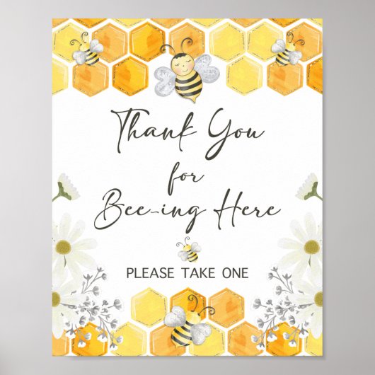 Poster Merci pour l'abeilles ici Honey Bee Sign (Devant)