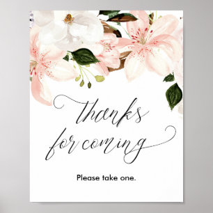 Poster Merci pour les faveurs à venir signe rose pâle flo