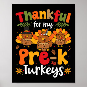 Poster Merci Pour Mon Pré-K Turkeys Thanksgiving Enseigna
