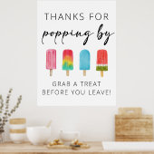 Poster Merci pour Popping By Favoriser signe d'anniversai (Cuisine)