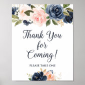 Poster Merci Pour Venir Faveur Sign Navy & Blush (Devant)