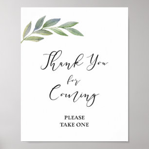 Poster Merci Pour Venir Symbole Faveur Olive Leaf