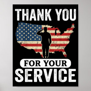 Poster Merci pour votre service patriotique de la fête de