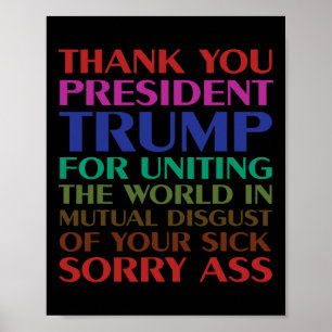 Poster Merci Président Trump d'avoir unifié le monde -