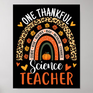 Poster Merci professeur de sciences Thanksgiving Rainbow