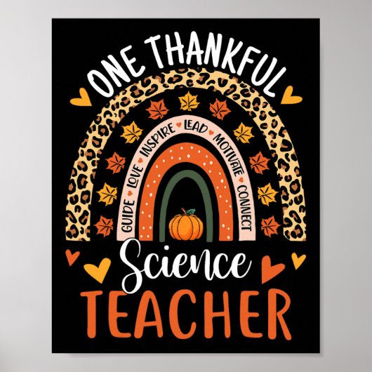 Poster Merci professeur de sciences Thanksgiving Rainbow (Devant)