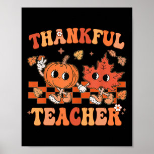 Poster Merci Professeur Rétro Super Thanksgiving Fall