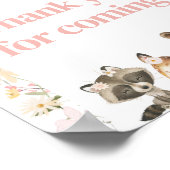 Poster Merci rose floral des animaux de bois pour venir (Coin)