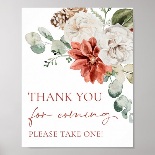 Poster Merci rouge de Noël d'hiver pour le signe à venir (Devant)