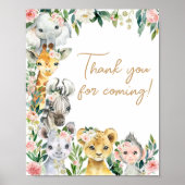 Poster Merci Safari floral Wild One pour venir (Devant)
