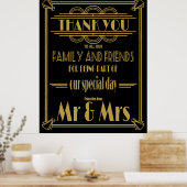 Poster Merci signe mariage or et noir (Cuisine)
