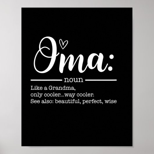 Poster Mère Art Cute Oma Définition Anniversaire (Devant)