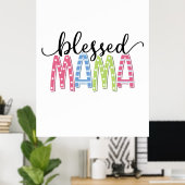 Poster Mère Cadeau Béni à maman (Bureau à domicile)