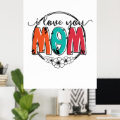Poster Mère Cadeau Je t'aime Mère (Bureau à domicile)