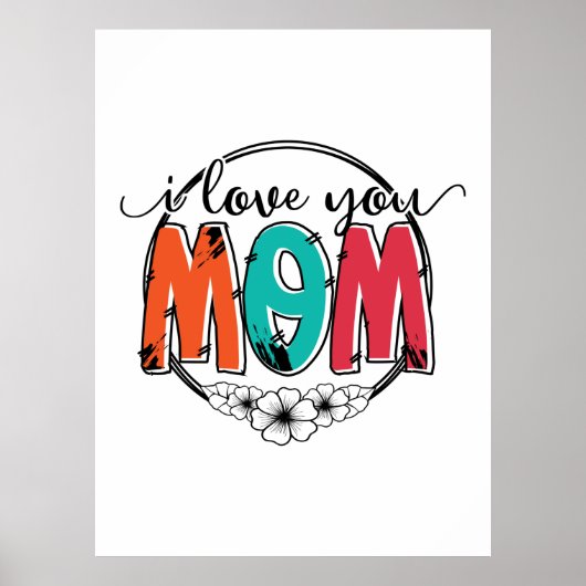 Poster Mère Cadeau Je t'aime Mère (Devant)