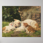Poster Mère Chat avec chatons | Julius Adam le Jeune (Devant)