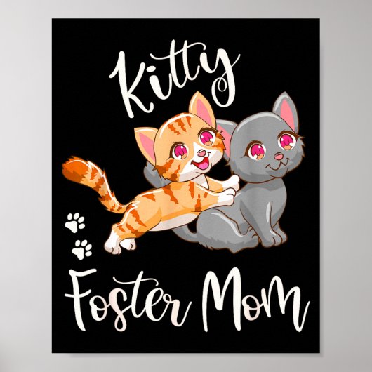 Poster Mère d'accueil de chaton drôle cadeau aimant chat  (Devant)
