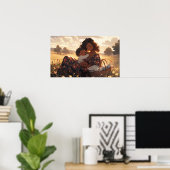 Poster Mère d'Anime dans la prairie matinale (Bureau à domicile)