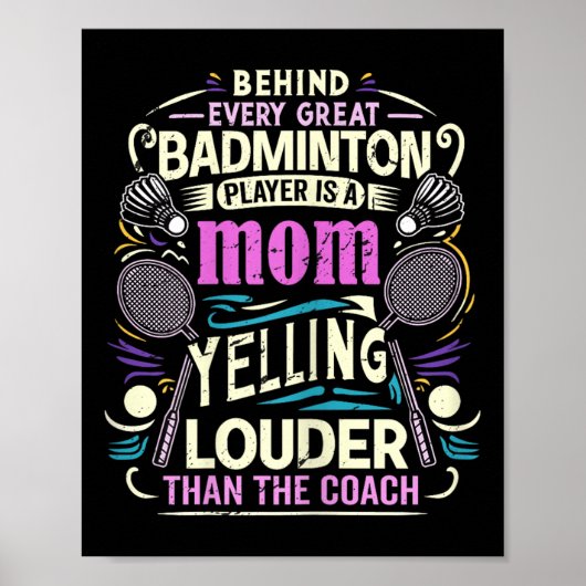 Poster Mère de badminton féminine - Crie plus fort que l' (Devant)